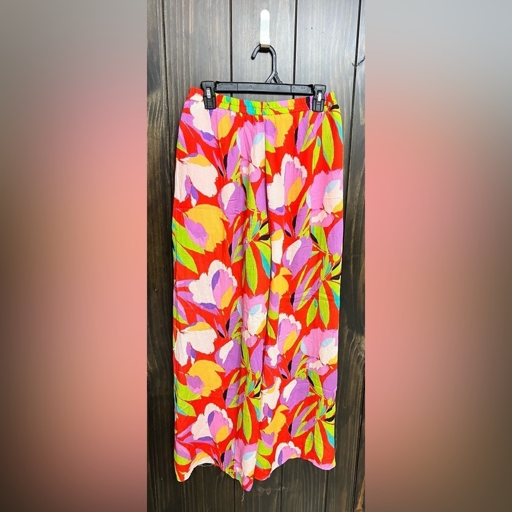 Lulu's Tropical Print, Flyaway Wide-Leg, BoHo Pants-Size: M - Picture 4 of 10
